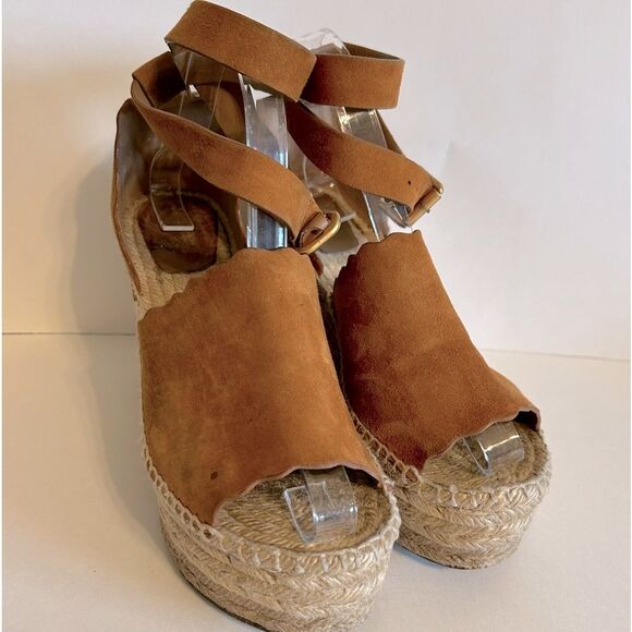 Chloe | Lauren Espadrille Wedge Sandal Brown Suede Size 9 Made In Spain - Picture 3 of 14